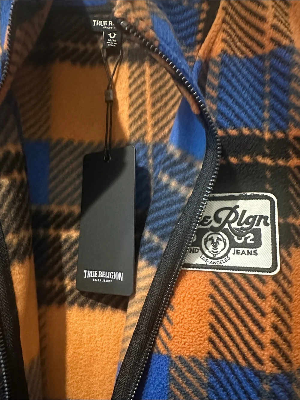 TRUE RELIGION Plaid Fleece Vest M